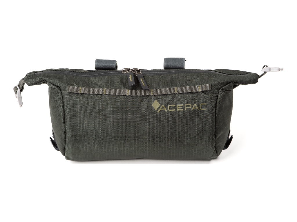 Front of the Acepac Barrel MKIII with webbing chain for attaching additional gear